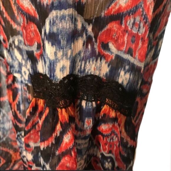 Petticoat Alley Multicolor Blouse Sheer Bell Sleeve Shirt Womens Size Small NWT - Picture 5 of 7